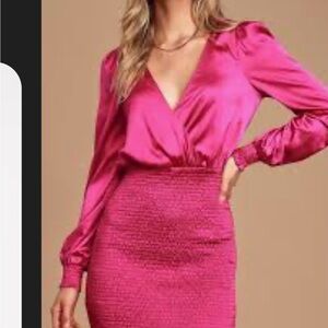 Lulu's Pink Satin Mini Dress